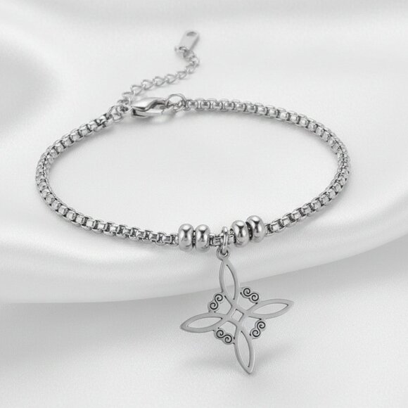 Source Unknown Jewelry - Silver Stainless Steel Witch Celtic Viking Cross Knot Fashion Bracelet NWOT